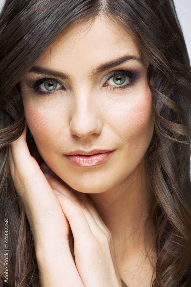 Beauty woman touching face portrait. Beauty woman touching face portrait.