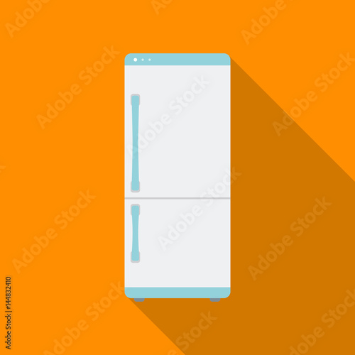 Refrigerator icon in flat style isolated on white background. Household appliance symbol stock vector illustration.