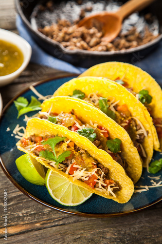 Mexican tacos with beef