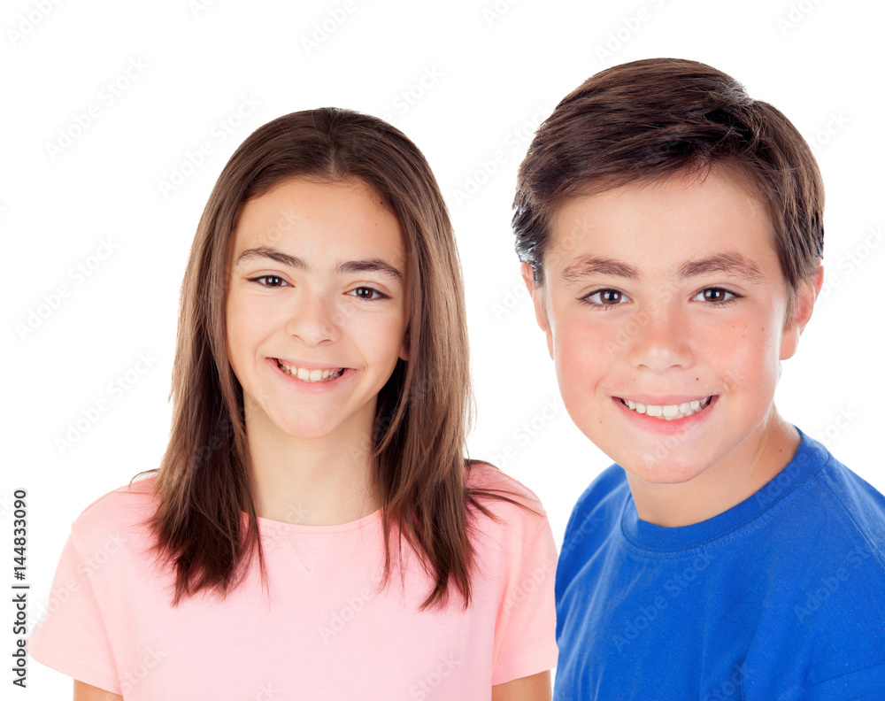 Two preteenagers looking at camera Two preteenagers looking at camera
