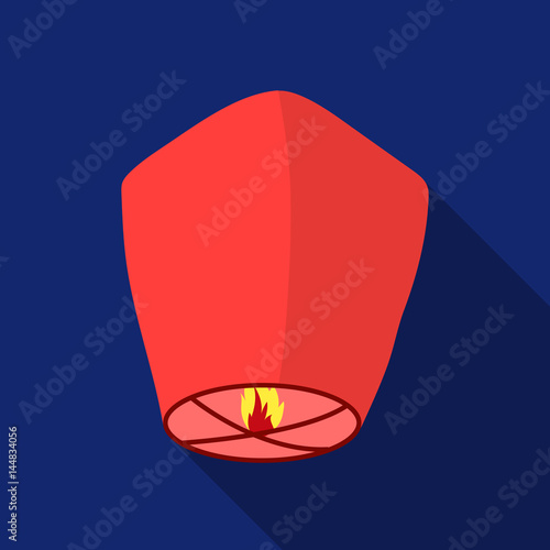 Sky lantern icon in flat style isolated on white background. Light source symbol stock vector illustration