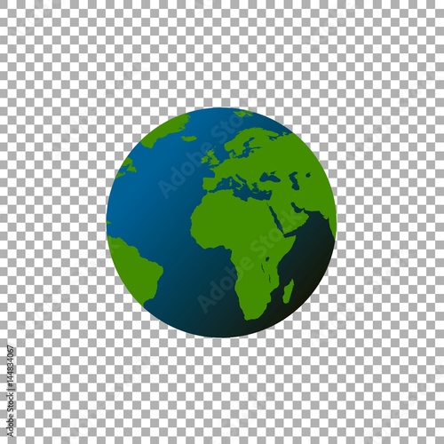 Globe world map on transparent background