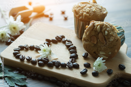 Banana cake on wood background