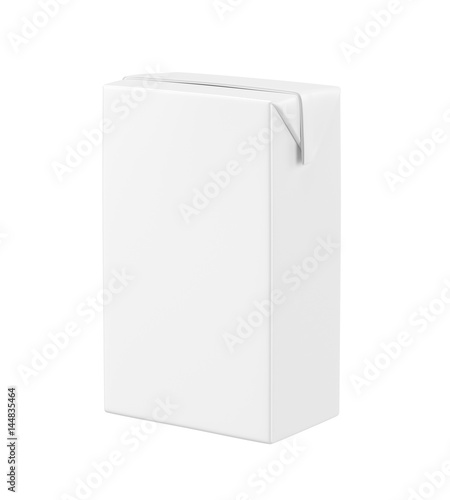 White blank milk box isolated on white background, 3D rendering