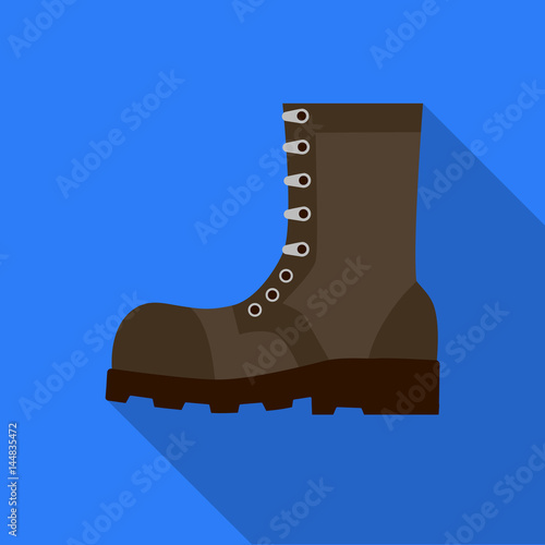Army combat boots icon in flat style isolated on white background. Military and army symbol stock vector illustration