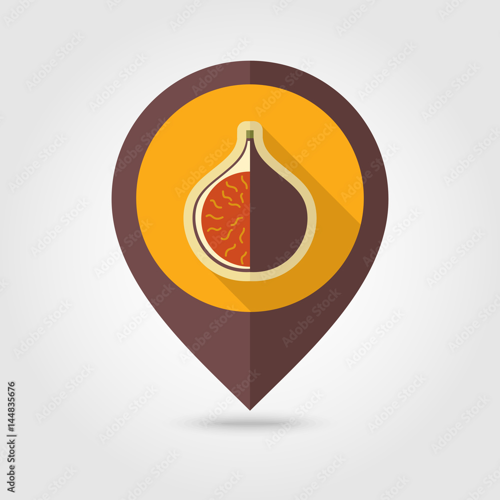 Fig flat pin map icon. Tropical fruit Fig flat pin map icon. Tropical fruit