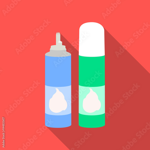 Whipped cream in an aerosol can icon in flat style isolated on white background. Milk product and sweet symbol stock vector illustration.
