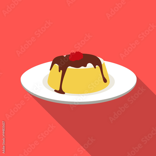 Panna cotta icon in flat style isolated on white background. Milk product and sweet symbol stock vector illustration.