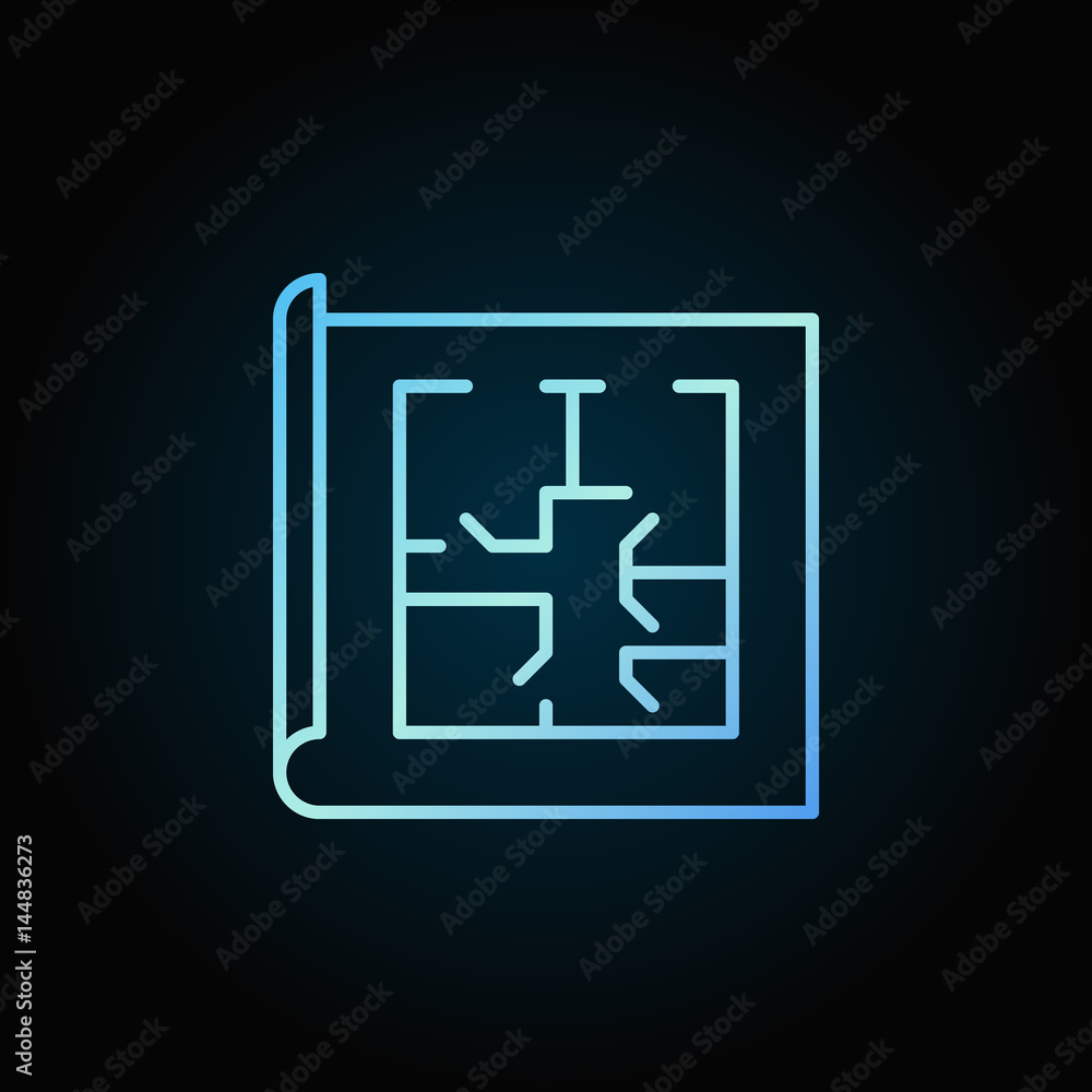 Fototapeta premium Floor plan blue icon