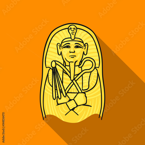 Egyptian pharaoh sarcophagus icon in flat style isolated on white background. Museum symbol stock vector illustration.