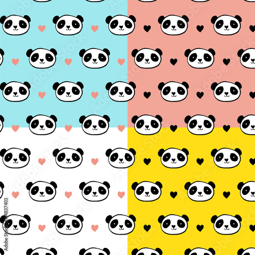 Cute Panda bear seamless pattern