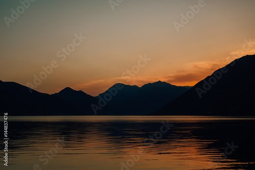 Kotor Bay on sunset - Montenegro - nature and architecture background © Nadtochiy