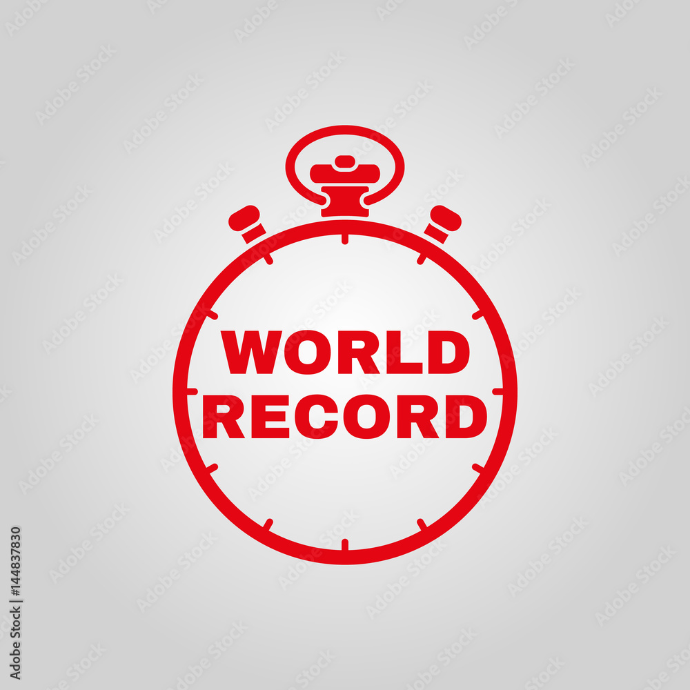 Stopwatch with the word world record icon. symbol. Flat design. Stock - Vector illustration Stopwatch with the word world record icon. symbol. Flat design. Stock - Vector illustration