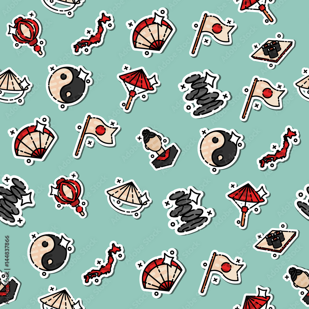 Japan Flat Icons Pattern Japan Flat Icons Pattern