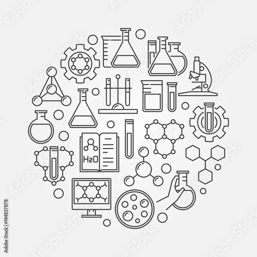 Education and chemistry circular symbol