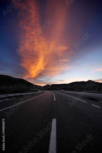 Highway at sunset 