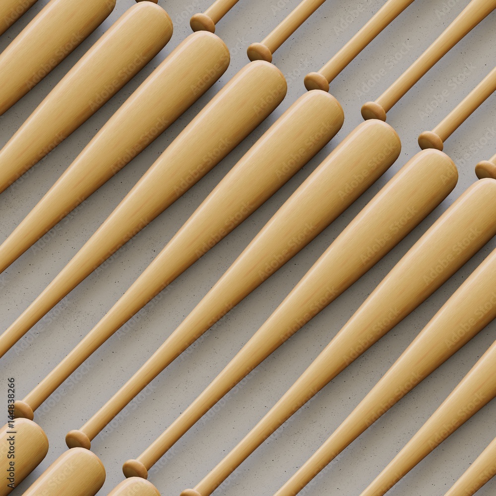 Close Up on Array of Unmarked Wooden Baseball Bats Close Up on Array of Unmarked Wooden Baseball Bats