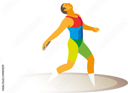 Young athlete makes an attempt in the discus throw