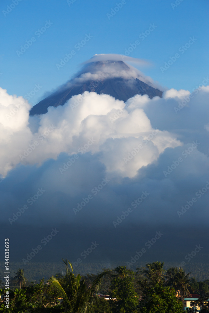 Cap from the cloud at the top of the volcano Mayon,Philippines