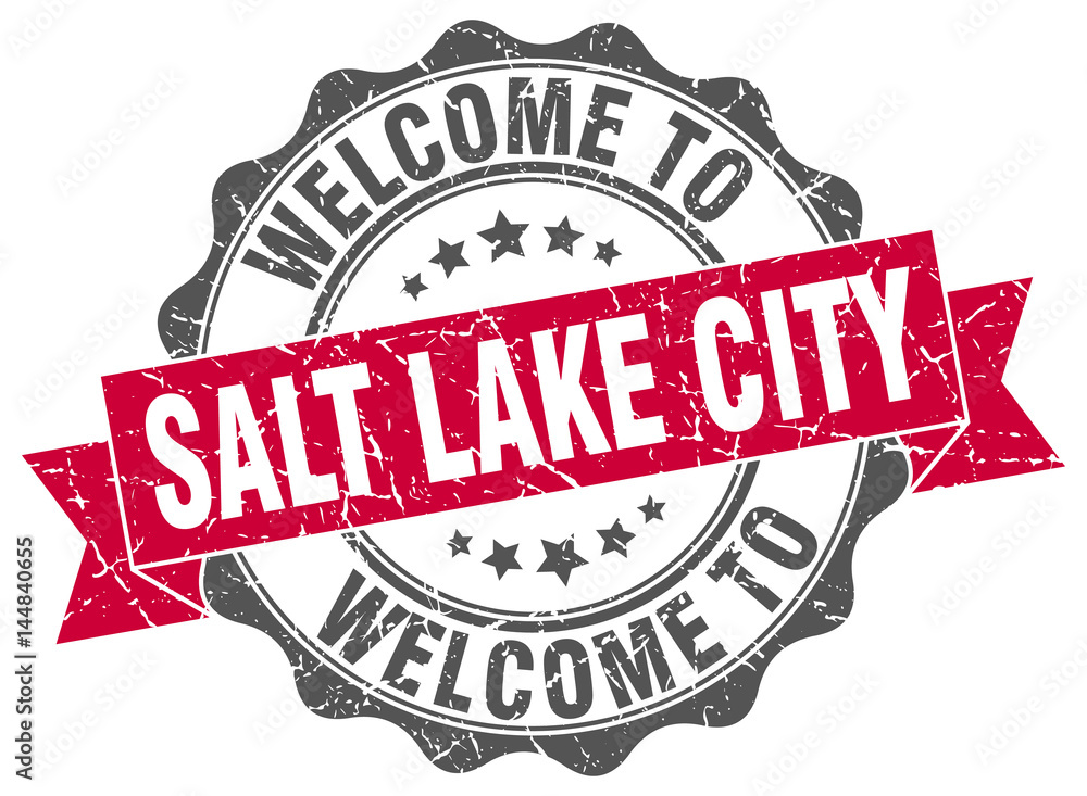Fototapeta premium Salt Lake City round ribbon seal