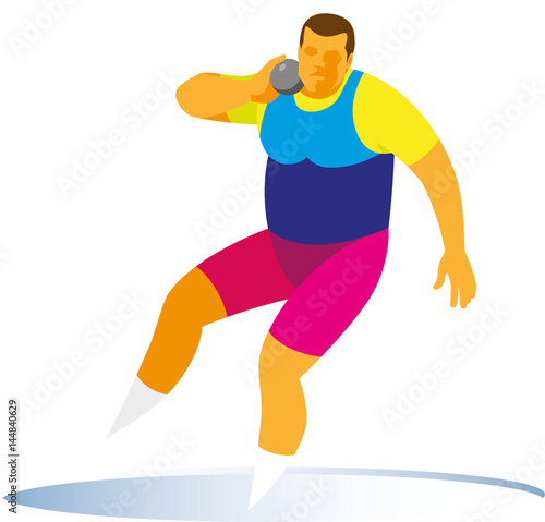 strong young athlete is a shot putter