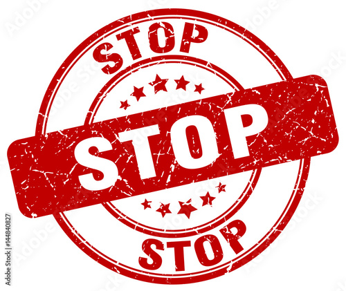 stop red grunge round vintage rubber stamp