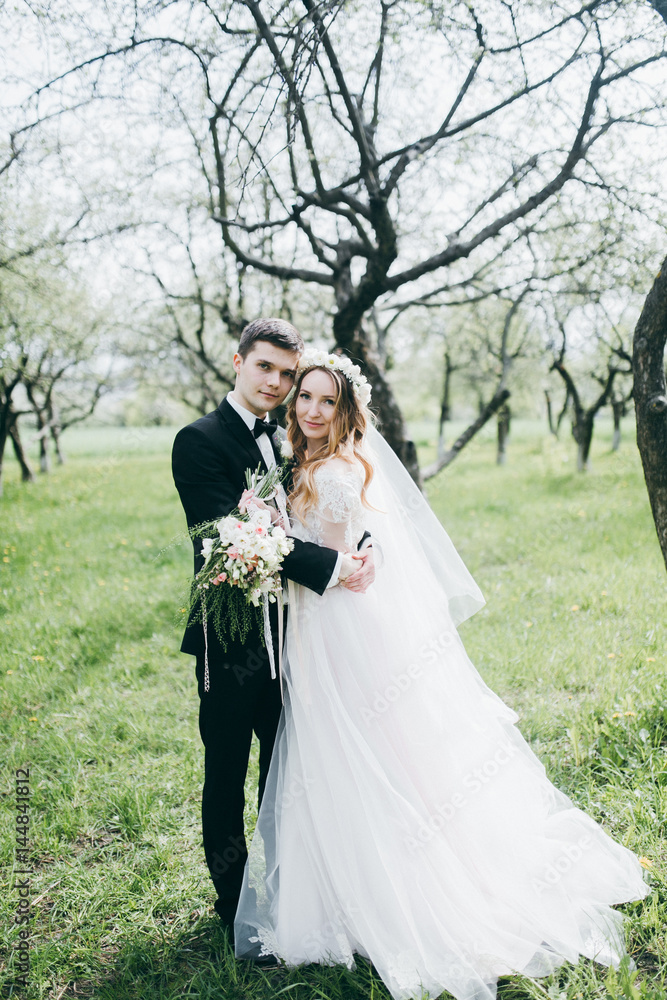 Young and happy couple on their wedding day