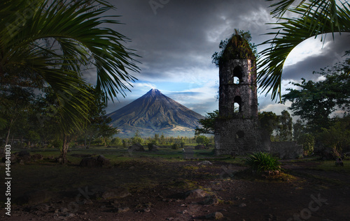 Mayon volcano,Cagsawa church view,Philippines