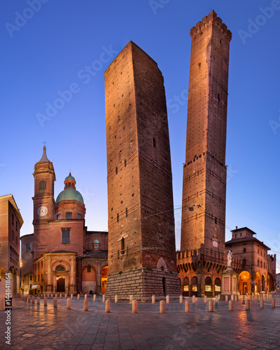 Canvas Print Two Towers and Chiesa di San Bartolomeo in the Morning, Bologna, Emilia-Romagna,