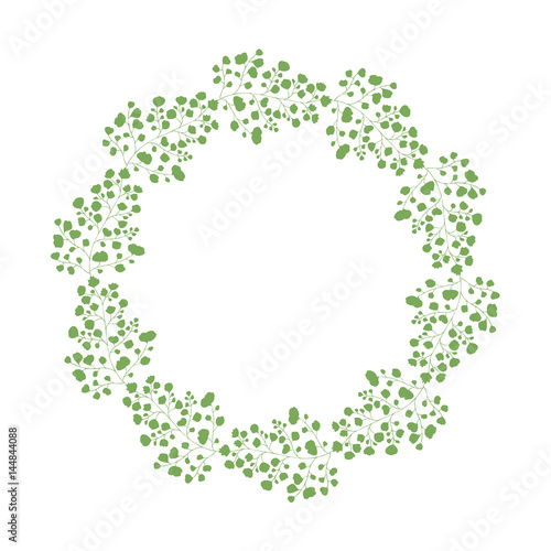 Green wreath. Vector isolated. Herbal frame.
