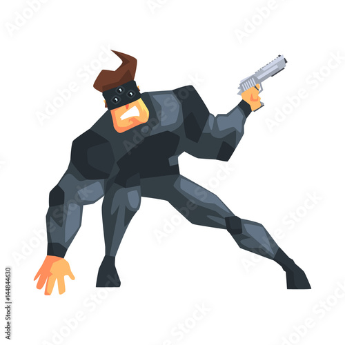 Secret Service Male Agent Undercover Wearing Mask. Handsome Muscly Professional Man Asset In Fancy Suit And On Duty