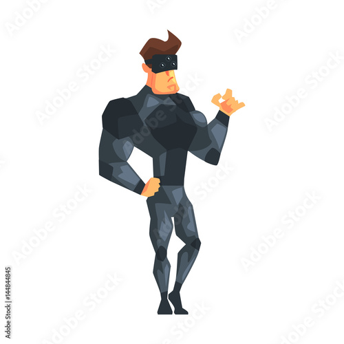 Nonchalant Secret Service Male Agent Undercover. Handsome Muscly Professional Man Asset In Fancy Suit And On Duty