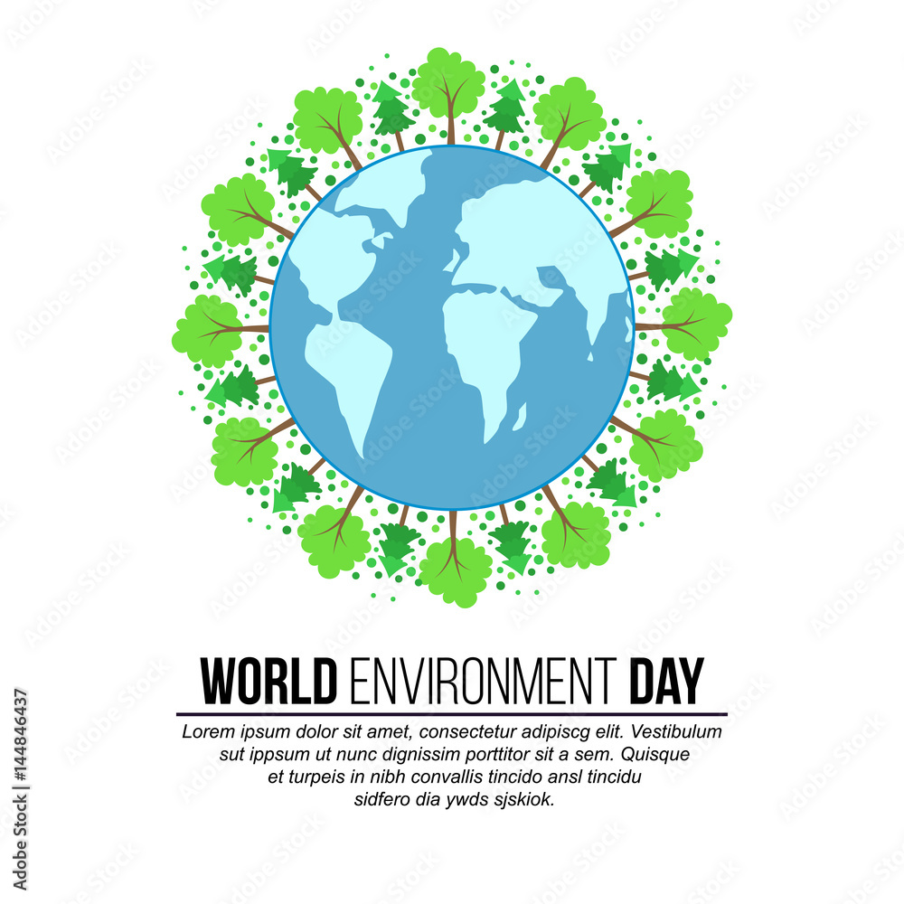 Trees around earth globe World environment day banner