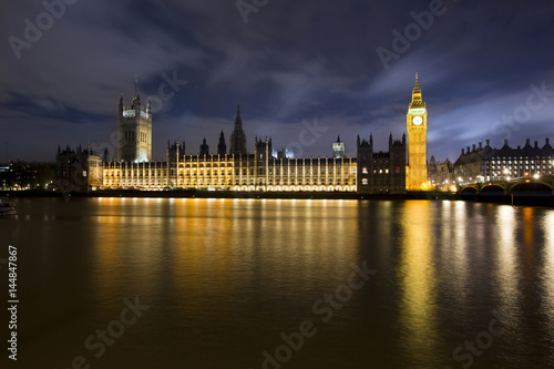 Big Ben and House of Parliament  London  UK. Nocturne image.
