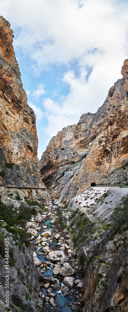 Fototapeta premium Caminito del Rey and Valle del Hoyo, Desfiladero de los Gaitanes, Panorama