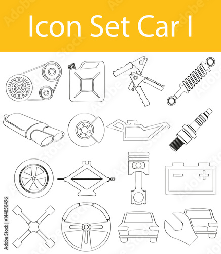 Drawn Doodle Lined Icon Set Car I