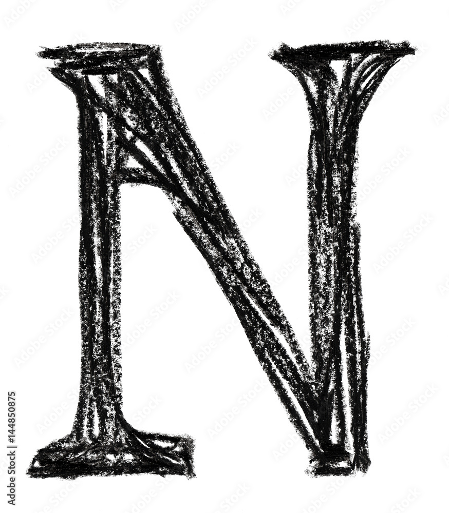 Fototapeta premium Handwritten sketch black Letter N