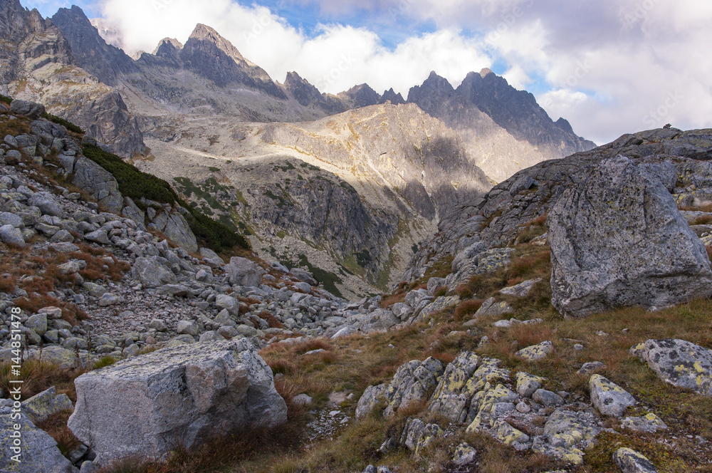 Raw mountain rock landscape in the High Tatras. Slovakia.