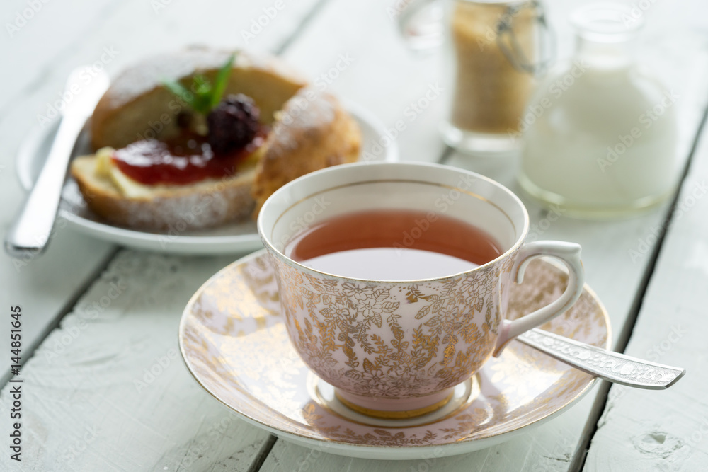 old school style tea at five afternoon service set cake sweet traditional table hotel cheesecake sugar pot china cup