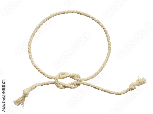 Beige cotton rope knot and a frame