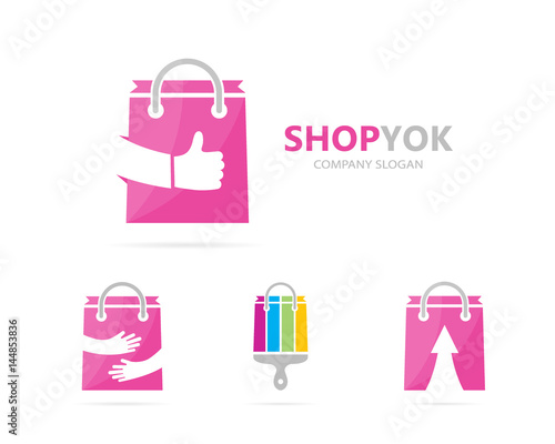 Vector of shop and like logo combination. Sale and best symbol or icon. Unique bag and online logotype design template.