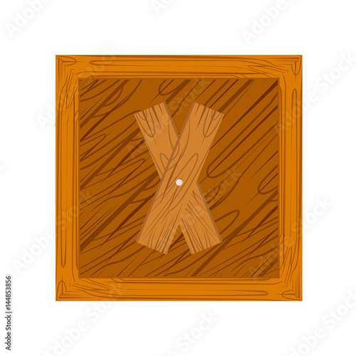 wooden alphabet X letter icon isolated on white background photo