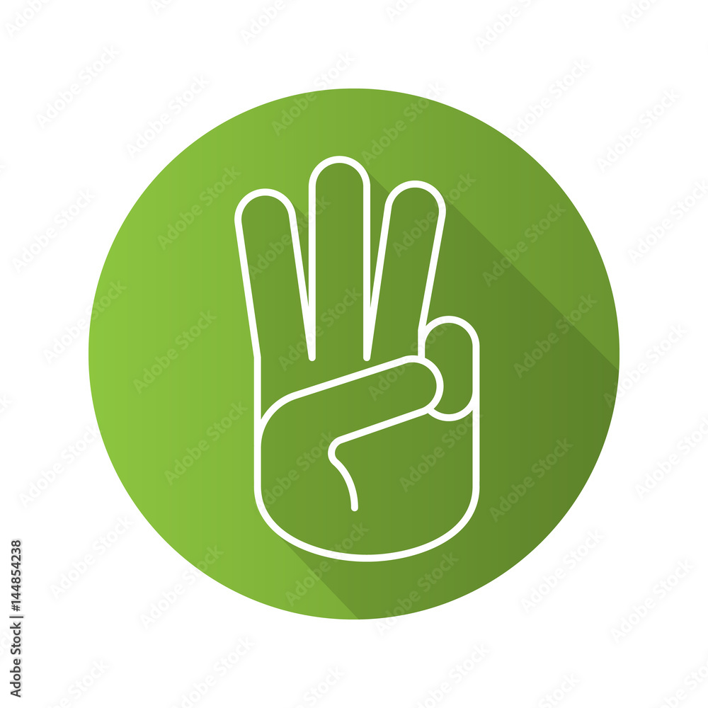 Three fingers up flat linear long shadow icon Three fingers up flat linear long shadow icon