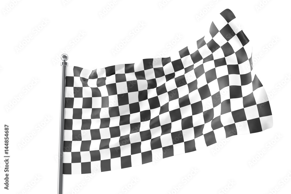 Fototapeta premium Checkered Flags. Racing flag, 3d rendering isolated on white