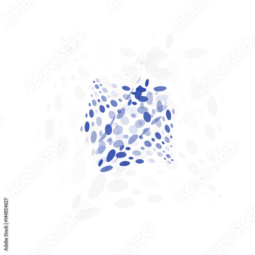 Isolated abstract colorful unusual shape logo of bubbles, dotted logotype on black background vector illustration