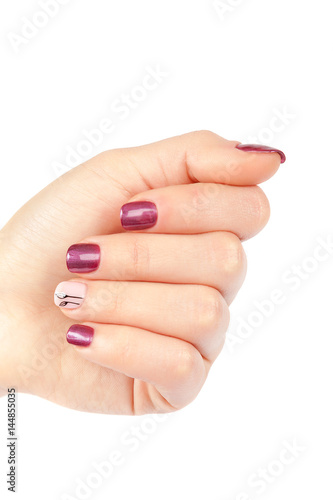 Beautiful female hands with manicure on white background