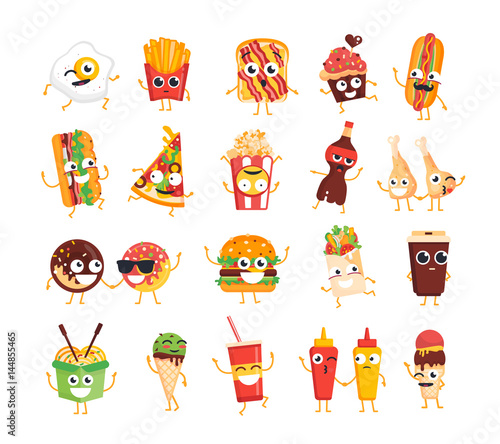 Fast Food Characters - vector set of mascot illustrations.