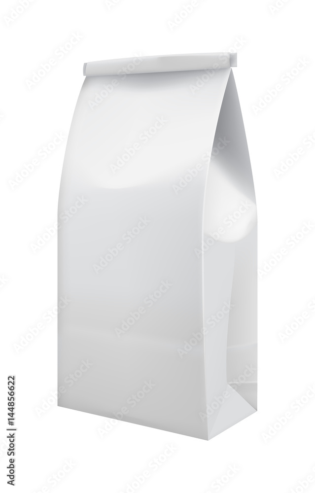 Realistic take away product package isolated on white background vector illustration. Packaging design element for branding. Realistic take away product package isolated on white background vector illustration. Packaging design element for branding.