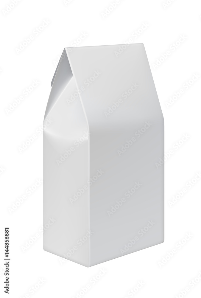 Recycle white paper bag for food isolated on white background vector illustration. Packaging design element for branding. Recycle white paper bag for food isolated on white background vector illustration. Packaging design element for branding.