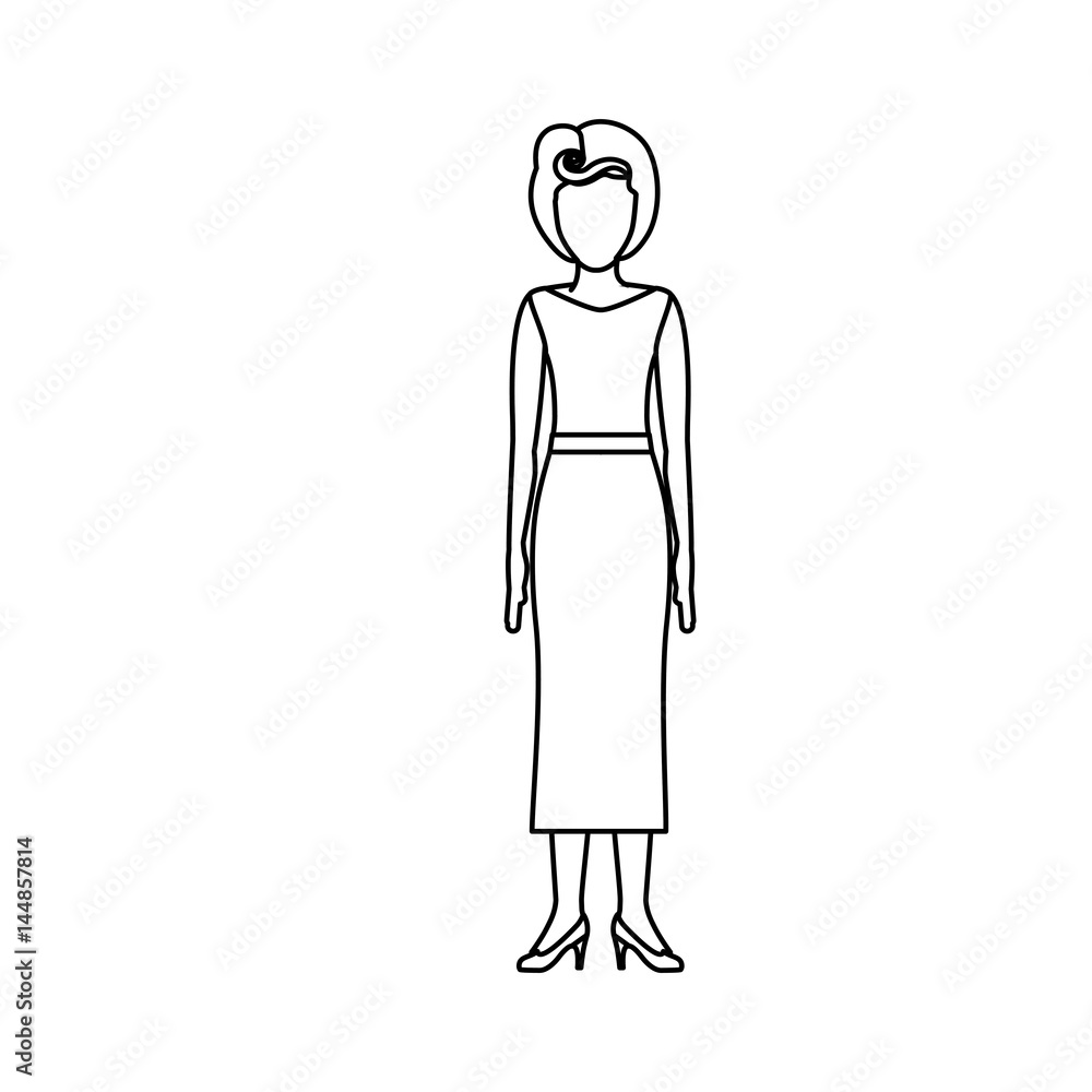 contour body faceless woman with blouse and long skirt retro style vector illustration contour body faceless woman with blouse and long skirt retro style vector illustration